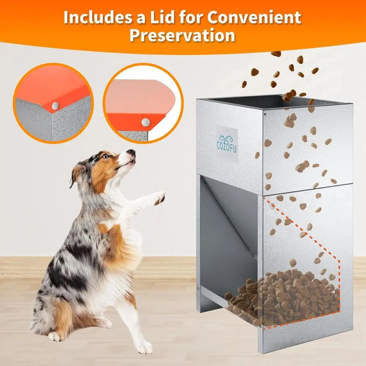 Dog Feeder - Galvanized Metal Pet Food Station