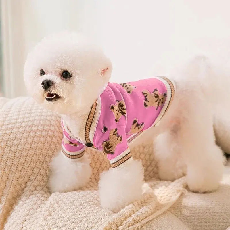 Luxury Dog Clothes Pet Striped Cardigan Sweater