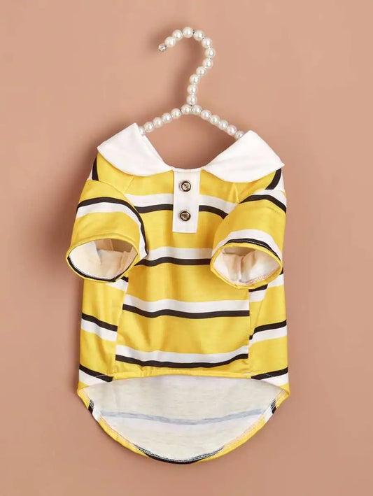 Yellow Striped Polo-Style Shirt
