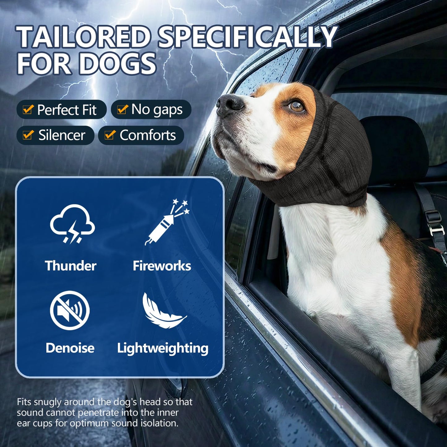 Soft Dog Ear Cover For Loud Noises, Thunderstorm & Fireworks