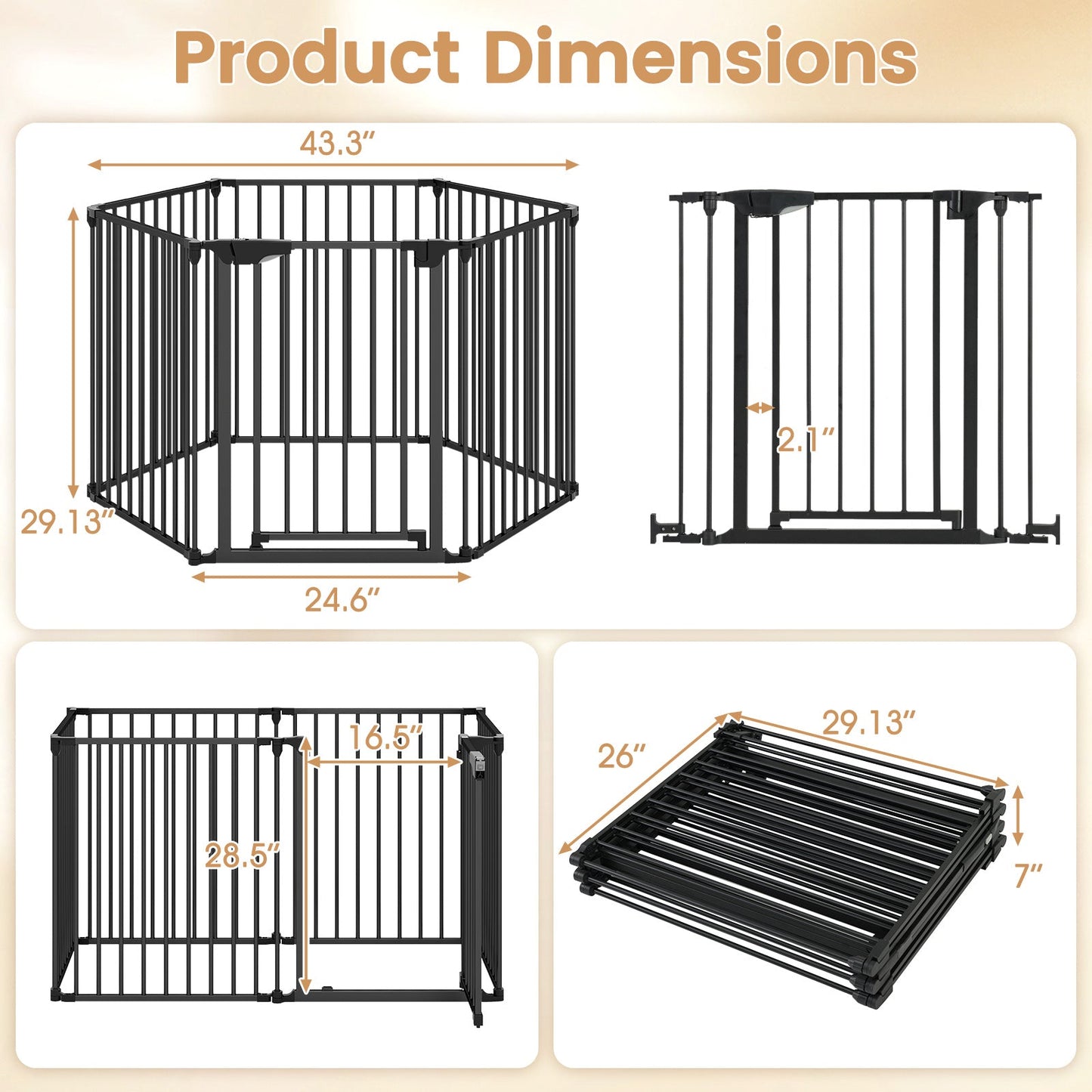 Extra Wide Pet Gate Fits 34.5-154"