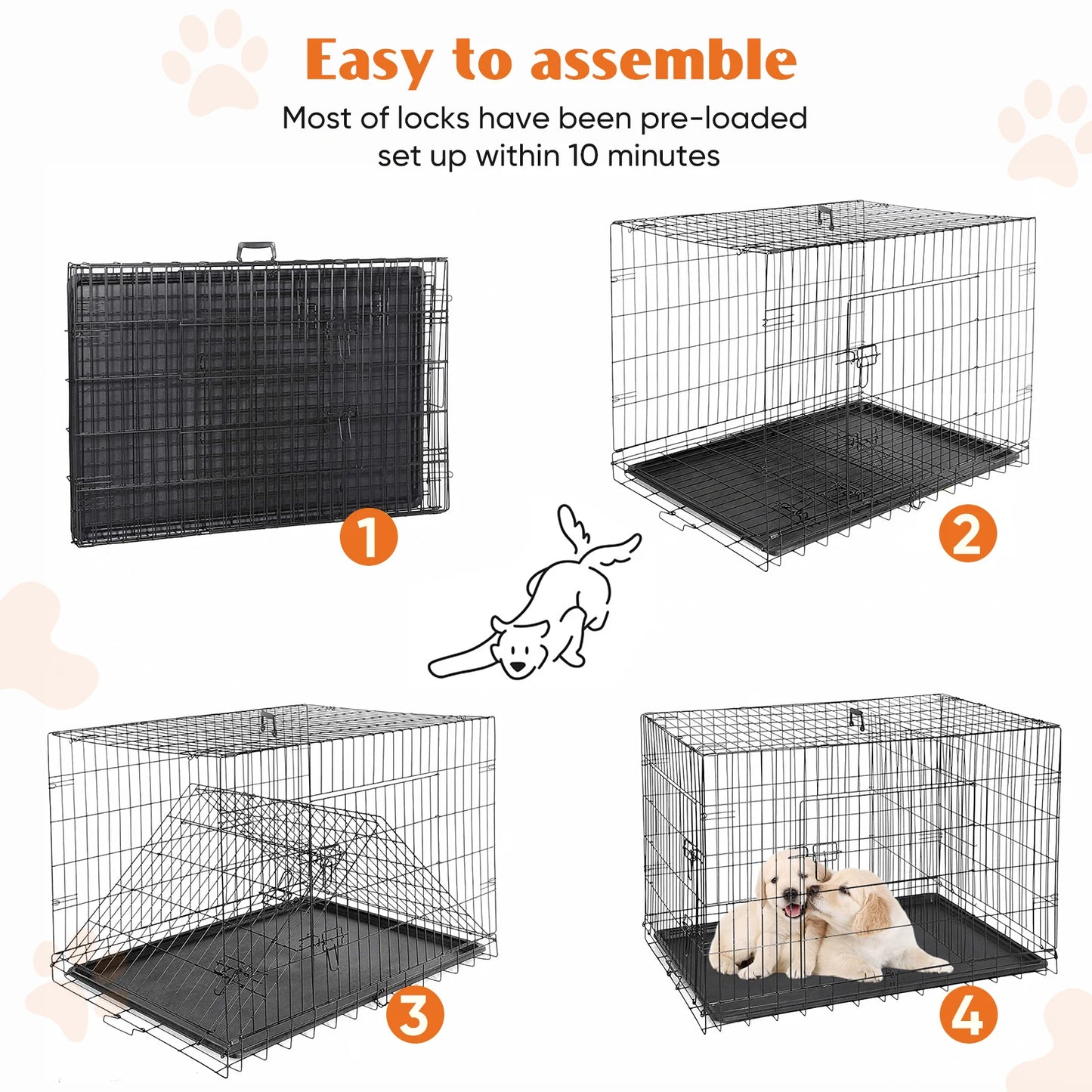 48 Inch Double Door Folding Dog Cage