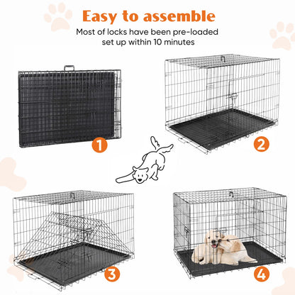 48 Inch Double Door Folding Dog Cage
