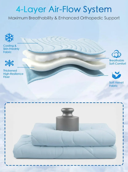Dog Cooling Mat, Q-MAX＞0.46, Thickened Breathable Cold Pad for Summer, 36"x23" Portable Washable Pet Bed, Rapid Cooling Durable Non-Gel Blue