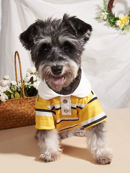 Yellow Striped Polo-Style Shirt