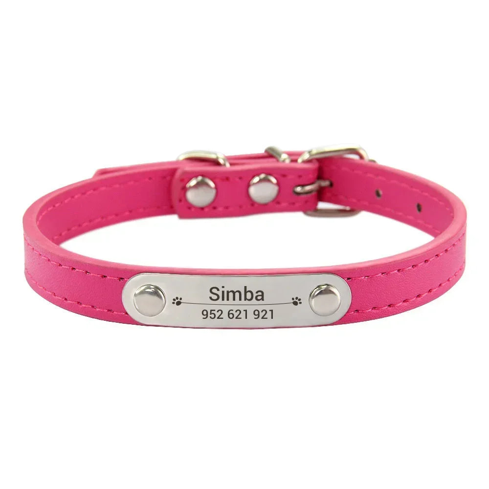 Personalized Dog Collar Name Carved ID