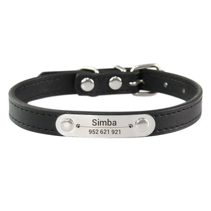 Personalized Dog Collar Name Carved ID
