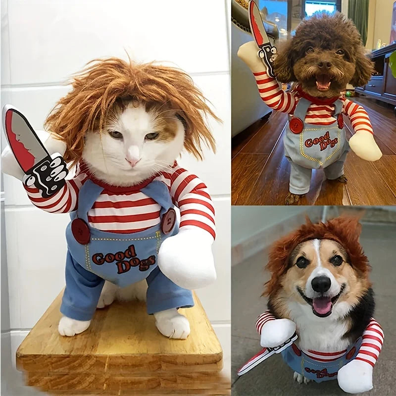 Halloween Dog Clothes and Wig for Holiday Party