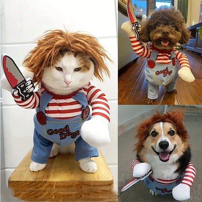 Halloween Dog Clothes and Wig for Holiday Party