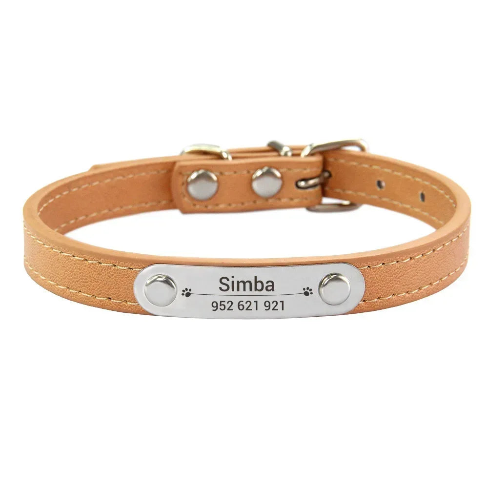 Personalized Dog Collar Name Carved ID