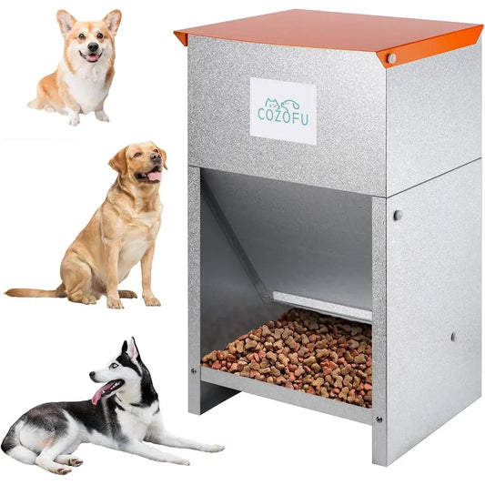 Dog Feeder - Galvanized Metal Pet Food Station
