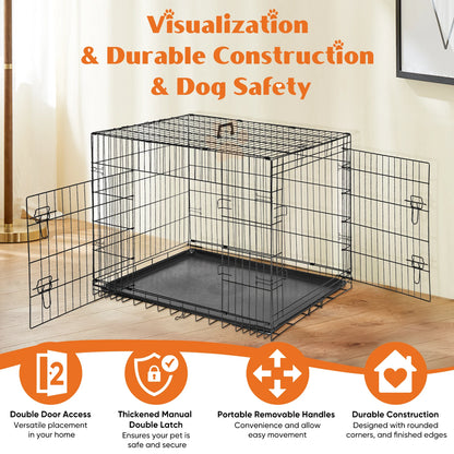 48 Inch Double Door Folding Dog Cage