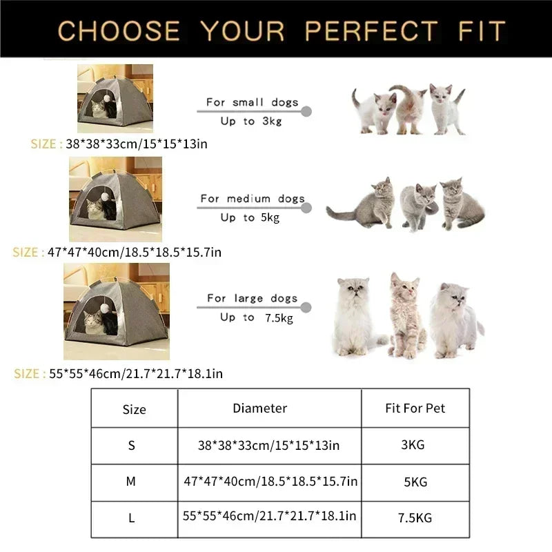 Pet Tent Bed Canvas Semi-enclosed House