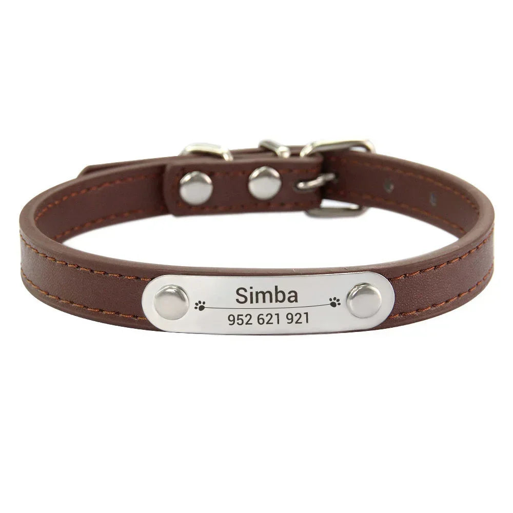 Personalized Dog Collar Name Carved ID