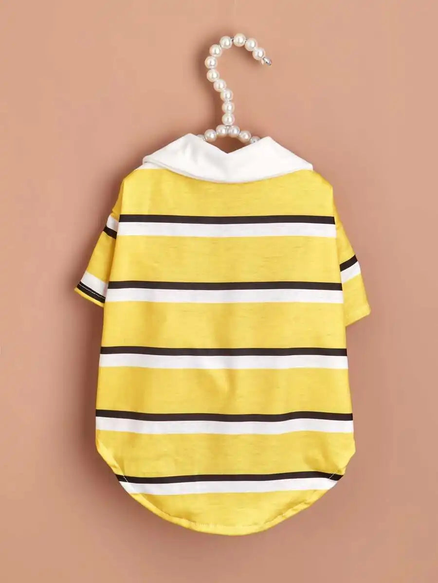 Yellow Striped Polo-Style Shirt