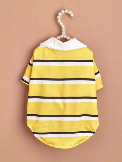 Yellow Striped Polo-Style Shirt