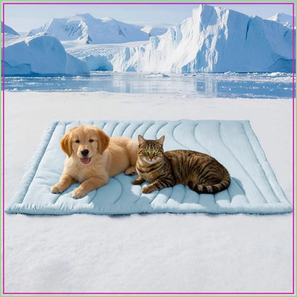 Dog Cooling Mat, Q-MAX＞0.46, Thickened Breathable Cold Pad for Summer, 36"x23" Portable Washable Pet Bed, Rapid Cooling Durable Non-Gel Blue