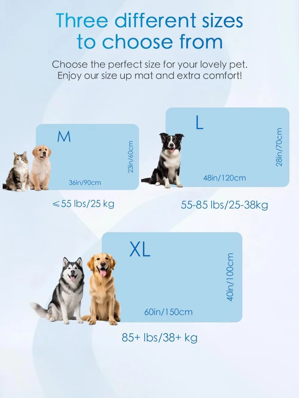 Dog Cooling Mat, Q-MAX＞0.46, Thickened Breathable Cold Pad for Summer, 36"x23" Portable Washable Pet Bed, Rapid Cooling Durable Non-Gel Blue