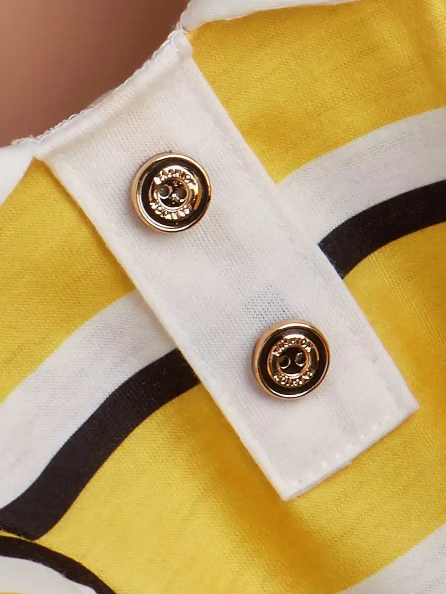 Yellow Striped Polo-Style Shirt