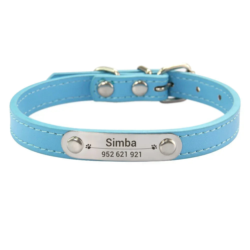 Personalized Dog Collar Name Carved ID