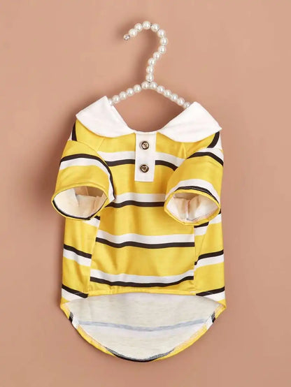Yellow Striped Polo-Style Shirt