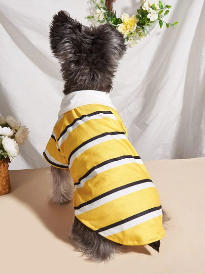 Yellow Striped Polo-Style Shirt