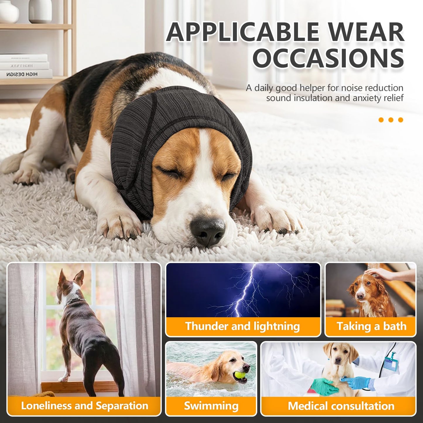 Soft Dog Ear Cover For Loud Noises, Thunderstorm & Fireworks